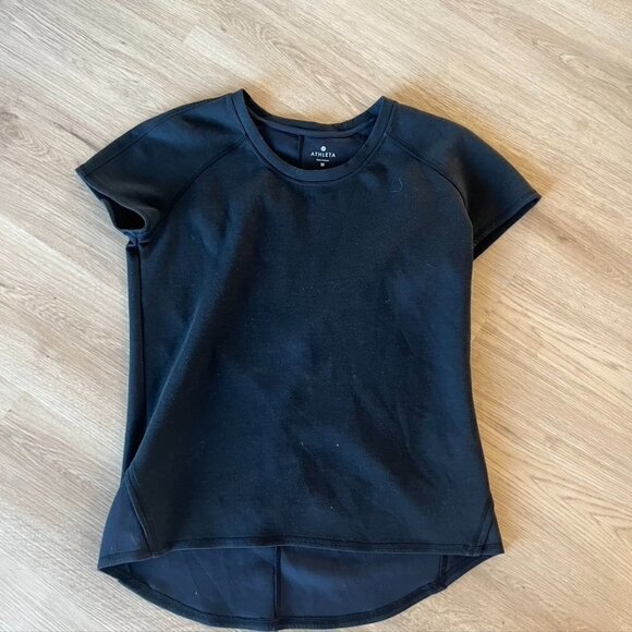 Athleta Tops - Athleta Short Sleeve Fuse Top Poly Lyocell Medium Black Hi Lo